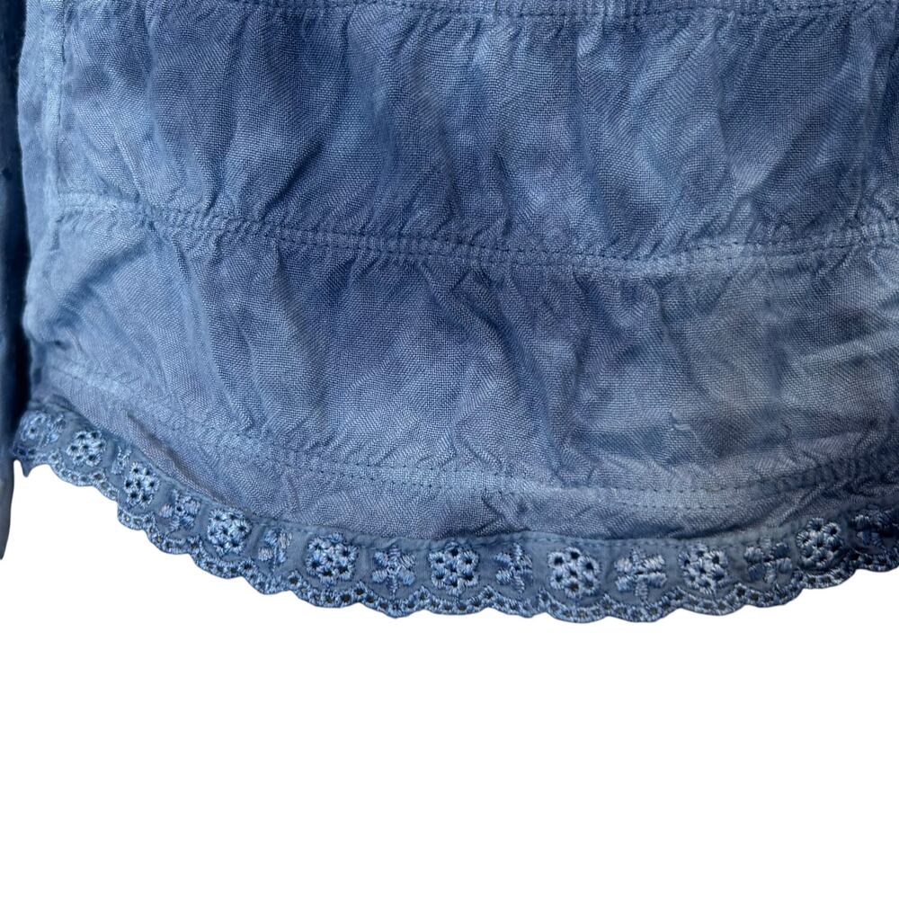 Vintage Boho Blue Lace Up Cropped Top Flared Sleeves One Size - Picture 12 of 13